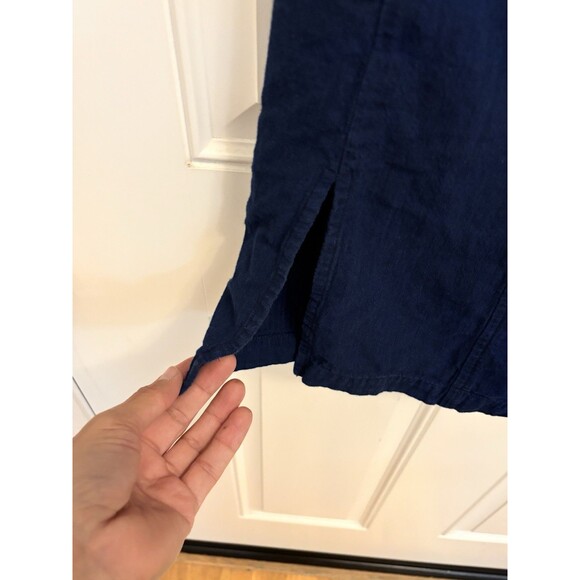 EILEEN FISHER Organic Cotton Duster Cardigan Open Front Blue XS pockets - Picture 6 of 10